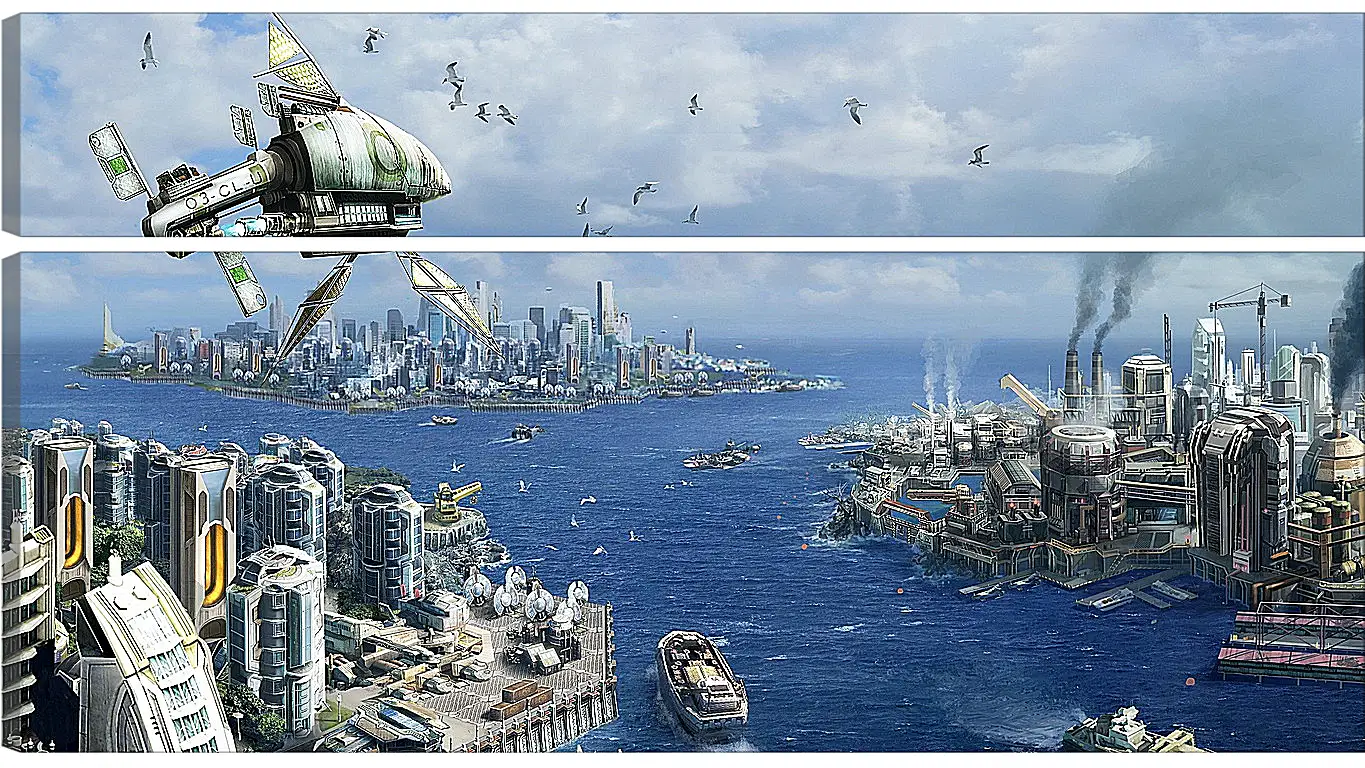 Модульная картина - anno 2070, city, ships
