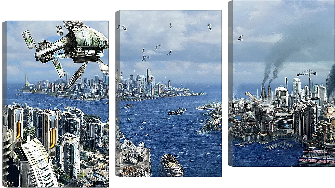 Модульная картина - anno 2070, city, ships
