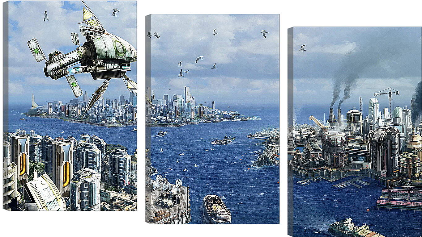 Модульная картина - anno 2070, city, ships
