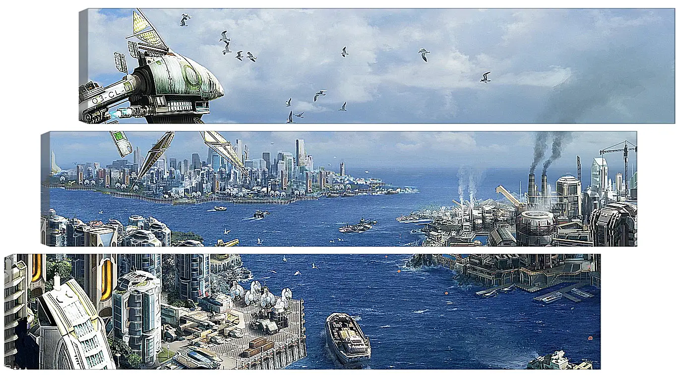 Модульная картина - anno 2070, city, ships
