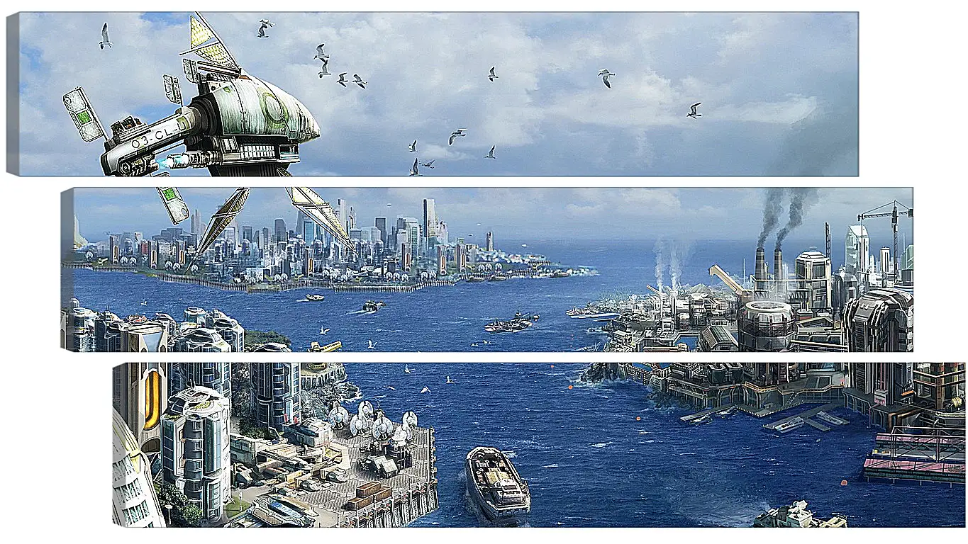 Модульная картина - anno 2070, city, ships
