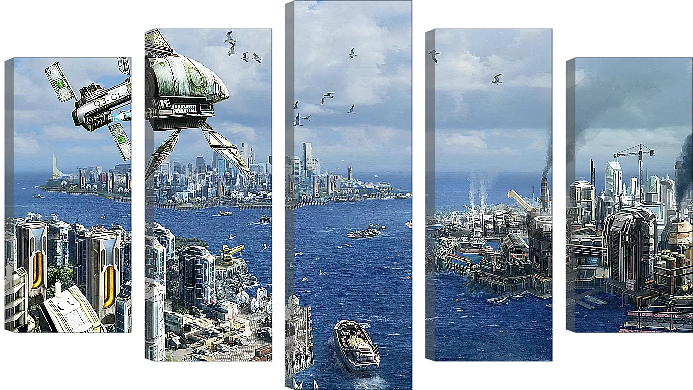 Модульная картина - anno 2070, city, ships
