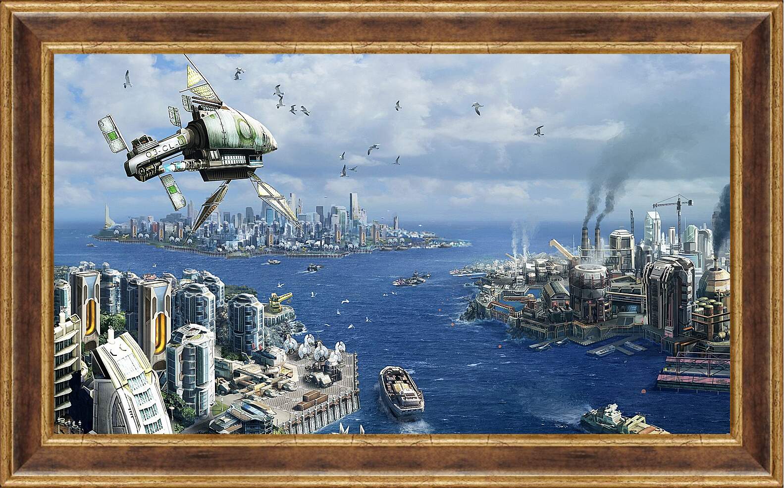 Картина в раме - anno 2070, city, ships
