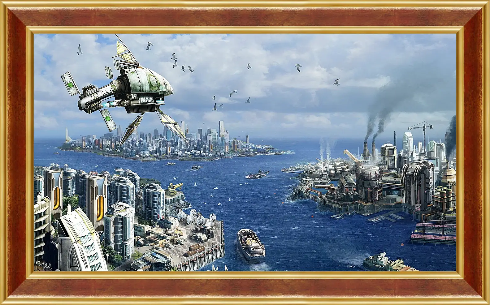 Картина в раме - anno 2070, city, ships
