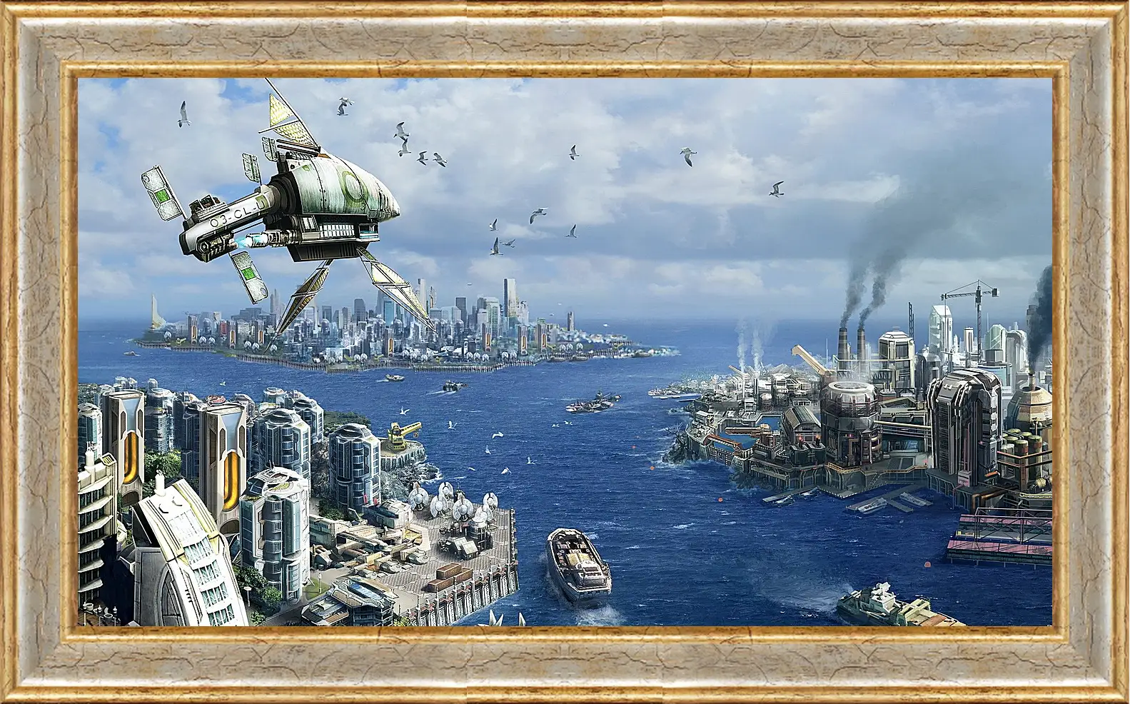 Картина в раме - anno 2070, city, ships
