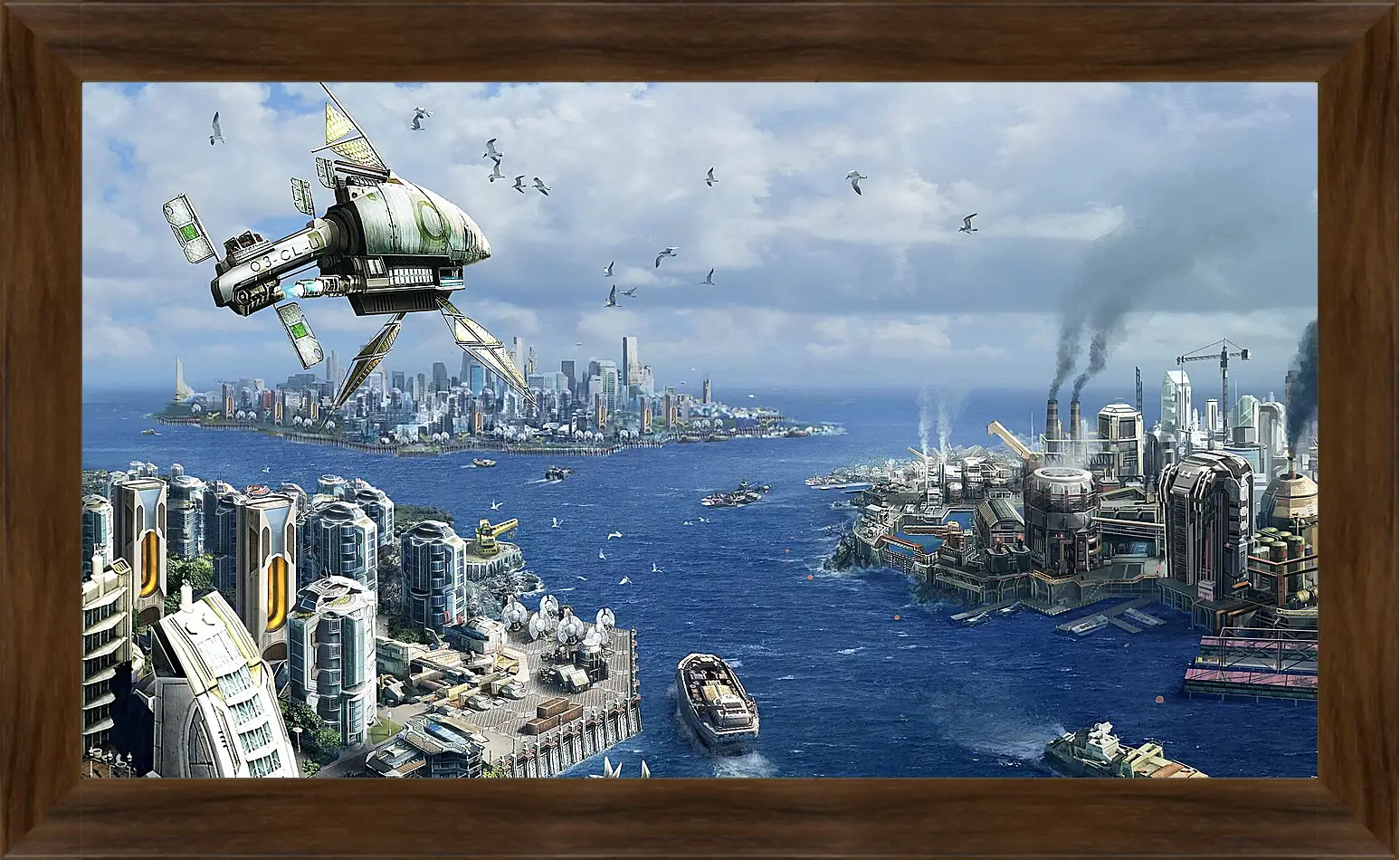 Картина в раме - anno 2070, city, ships
