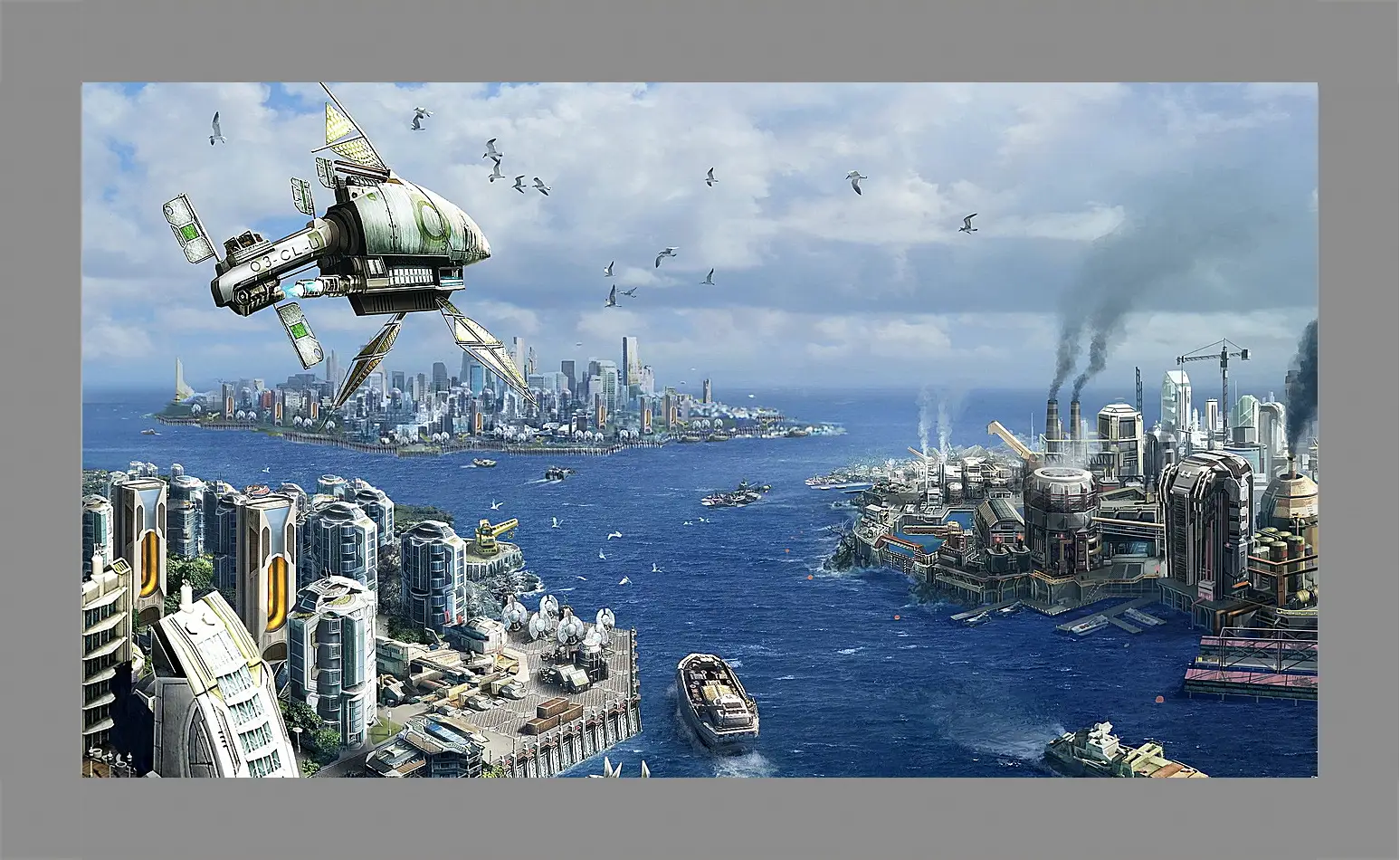 Картина в раме - anno 2070, city, ships
