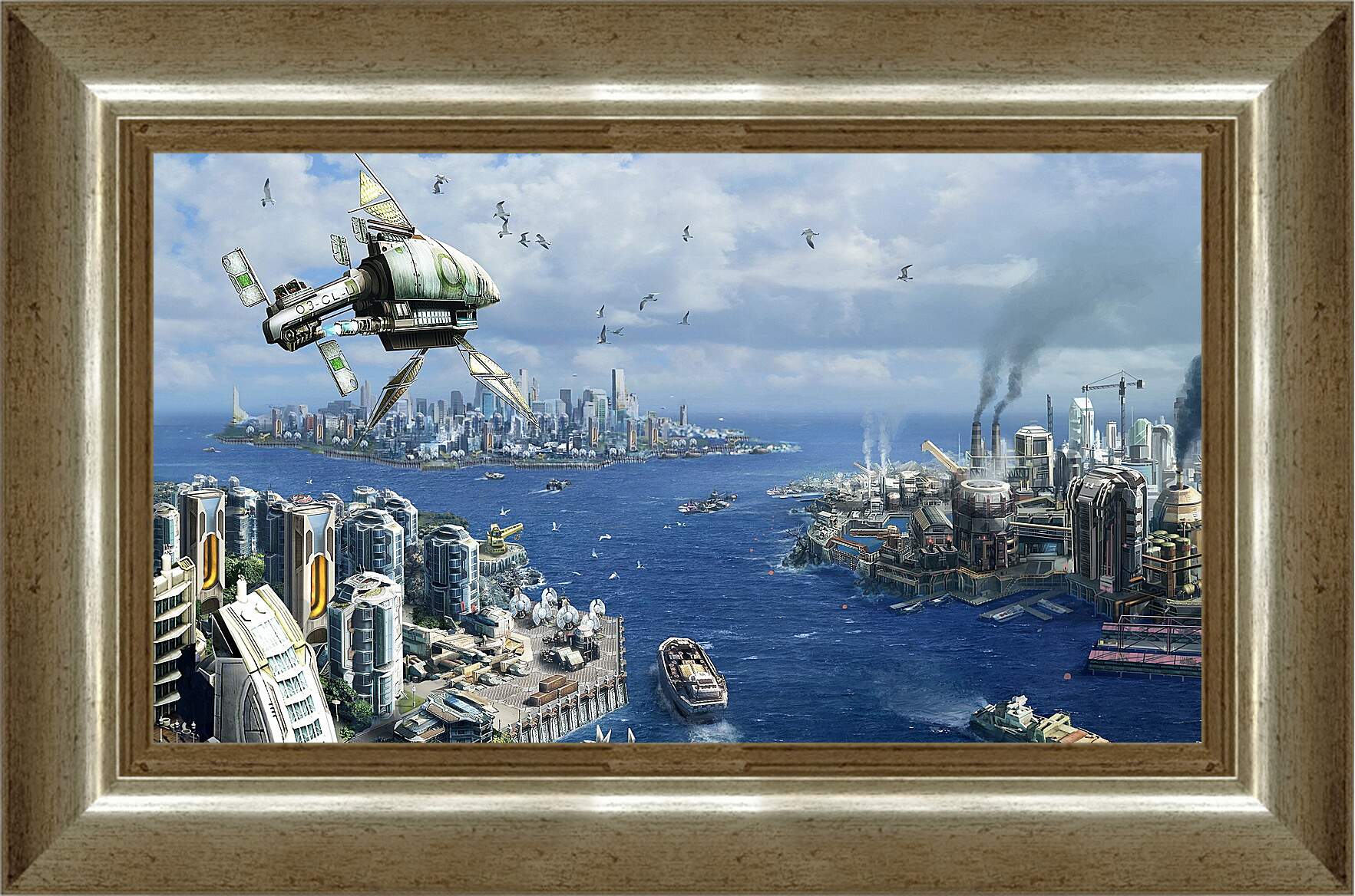 Картина в раме - anno 2070, city, ships
