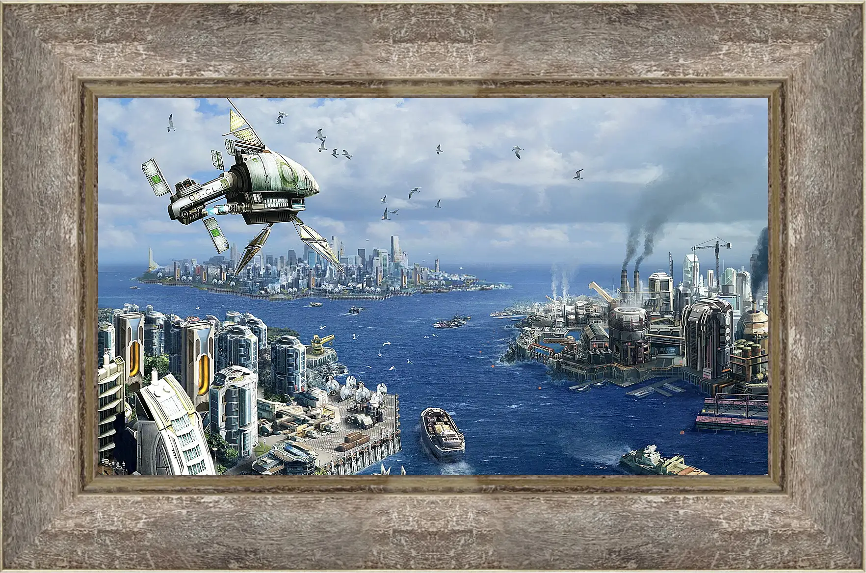 Картина в раме - anno 2070, city, ships
