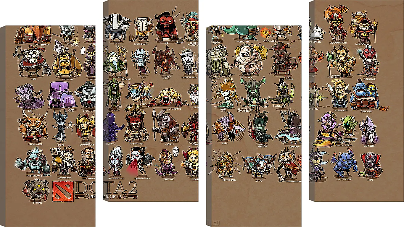 Модульная картина - mini heroes, dota 2, art