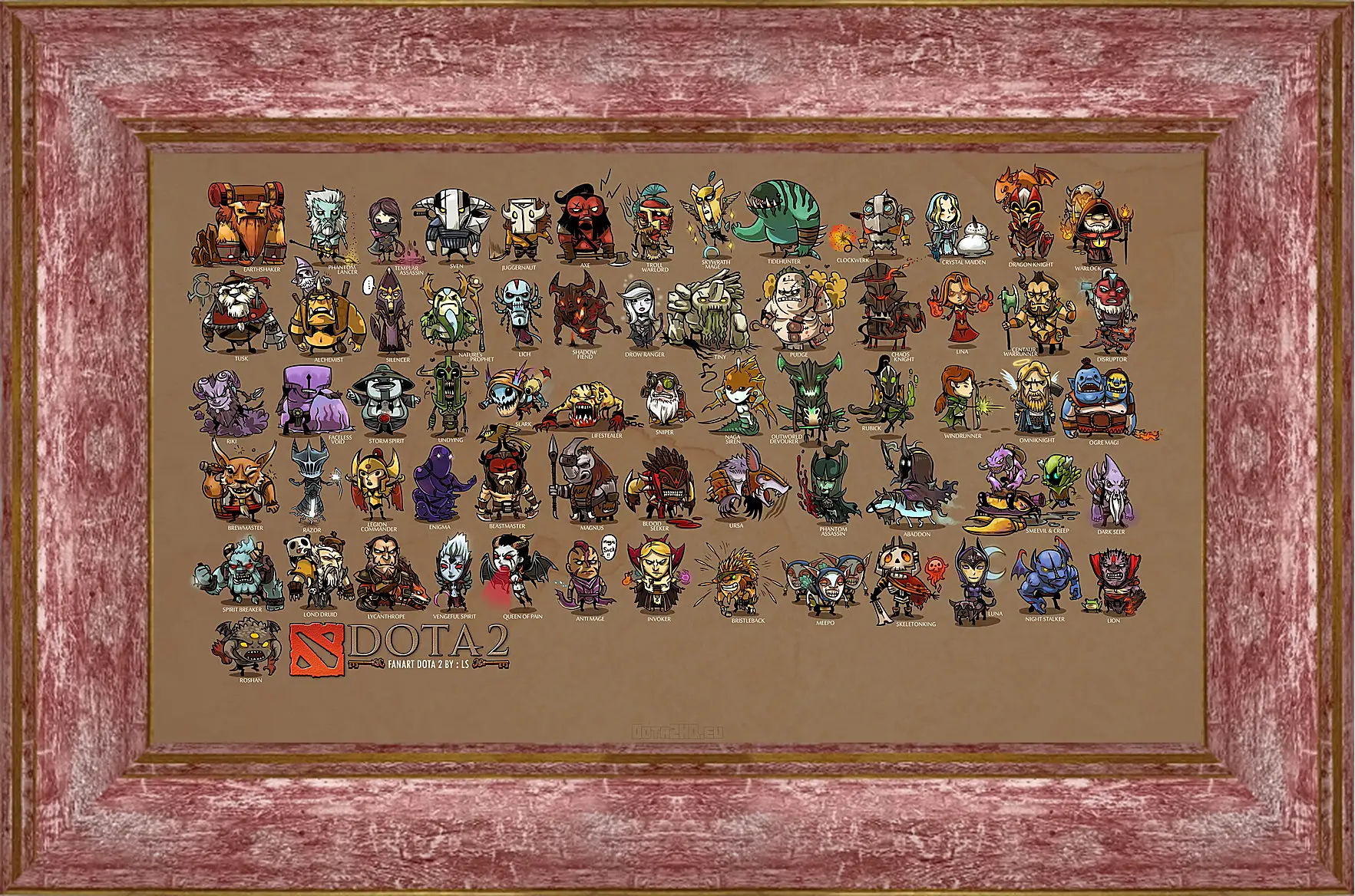 Картина в раме - mini heroes, dota 2, art