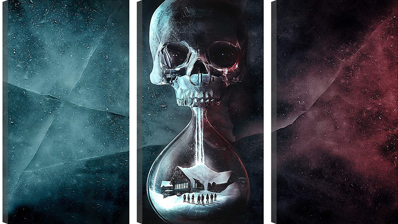 Модульная картина - until dawn, skull, clock
