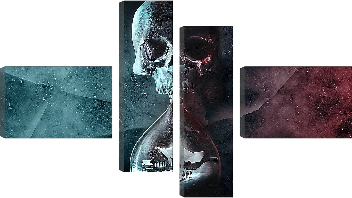 Модульная картина - until dawn, skull, clock
