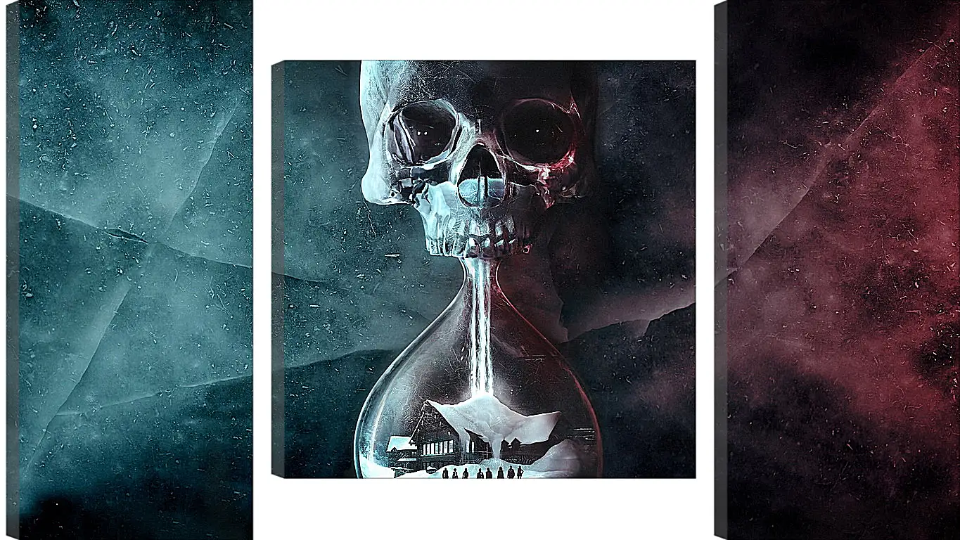 Модульная картина - until dawn, skull, clock
