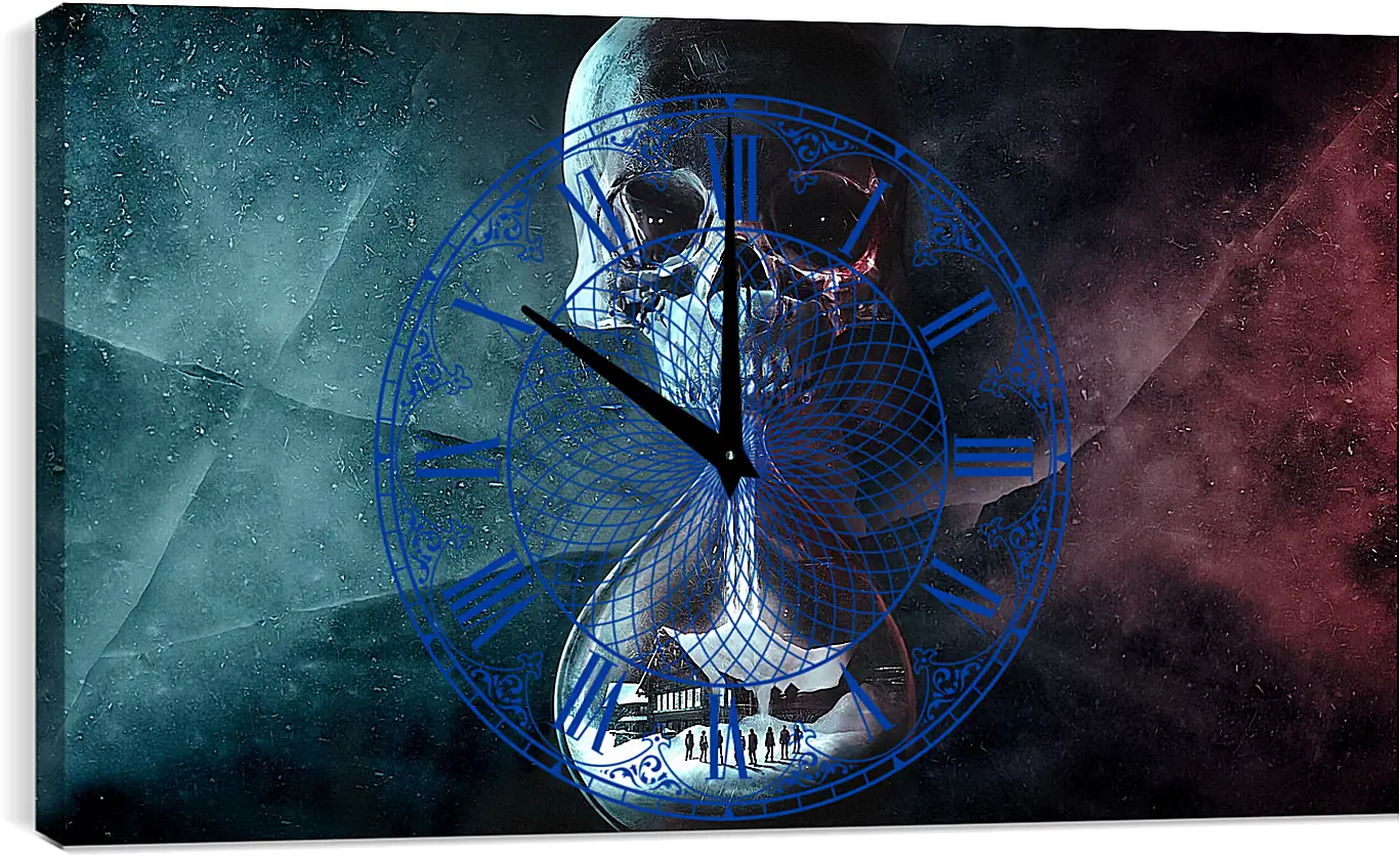 Часы картина - until dawn, skull, clock
