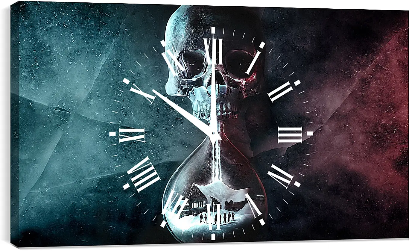 Часы картина - until dawn, skull, clock
