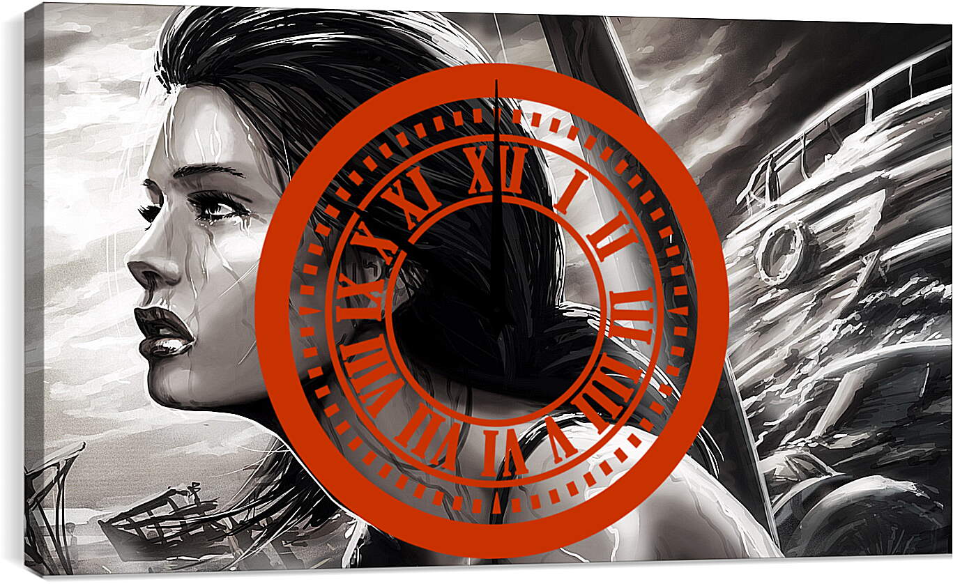 Часы картина - tomb raider, lara croft, girl
