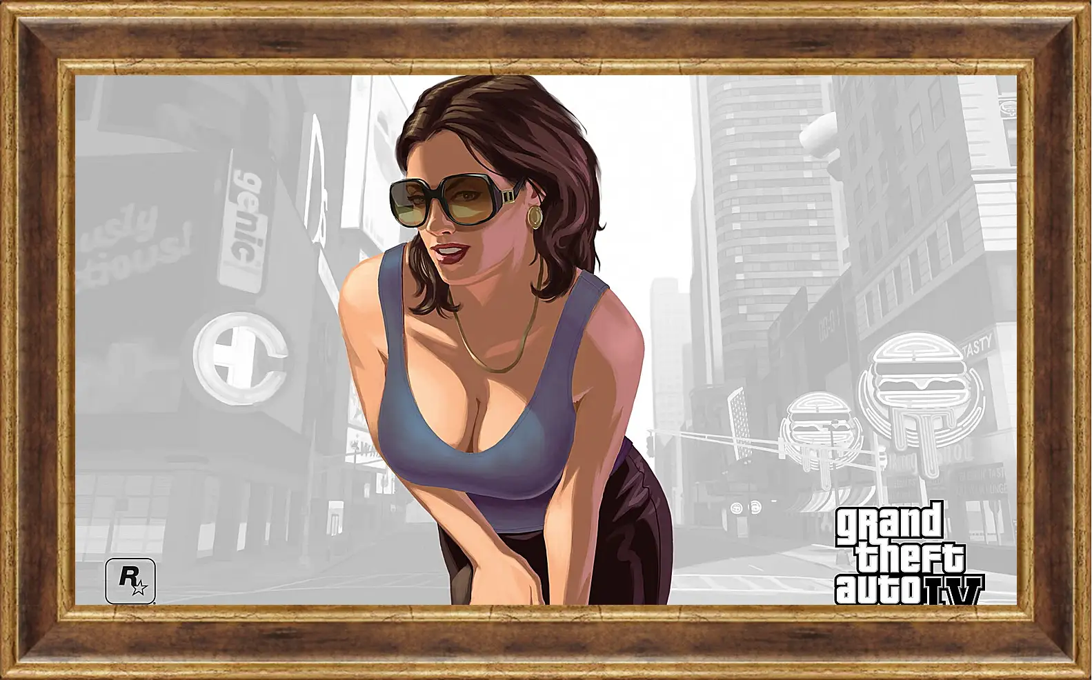 Картина в раме - girl, gta 4, sunglasses
