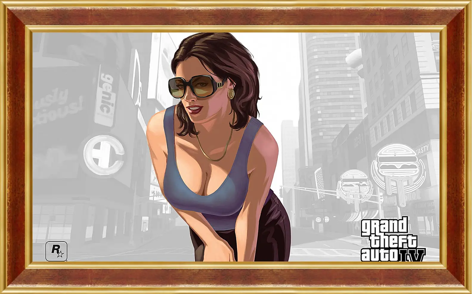 Картина в раме - girl, gta 4, sunglasses
