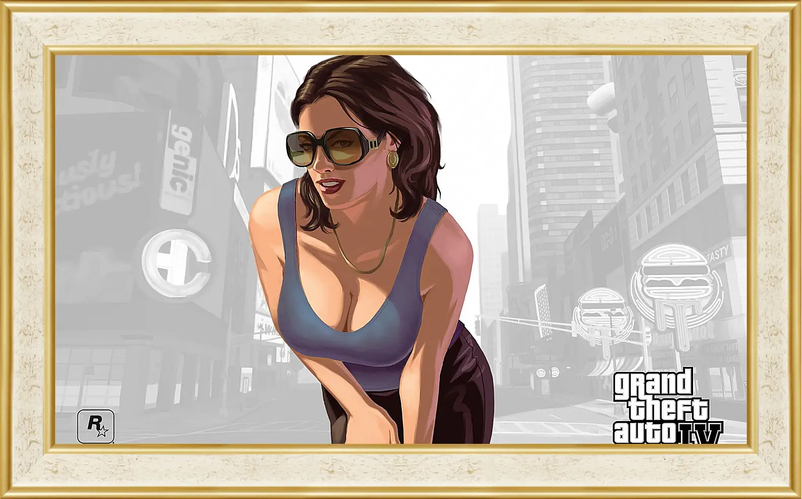 Картина в раме - girl, gta 4, sunglasses
