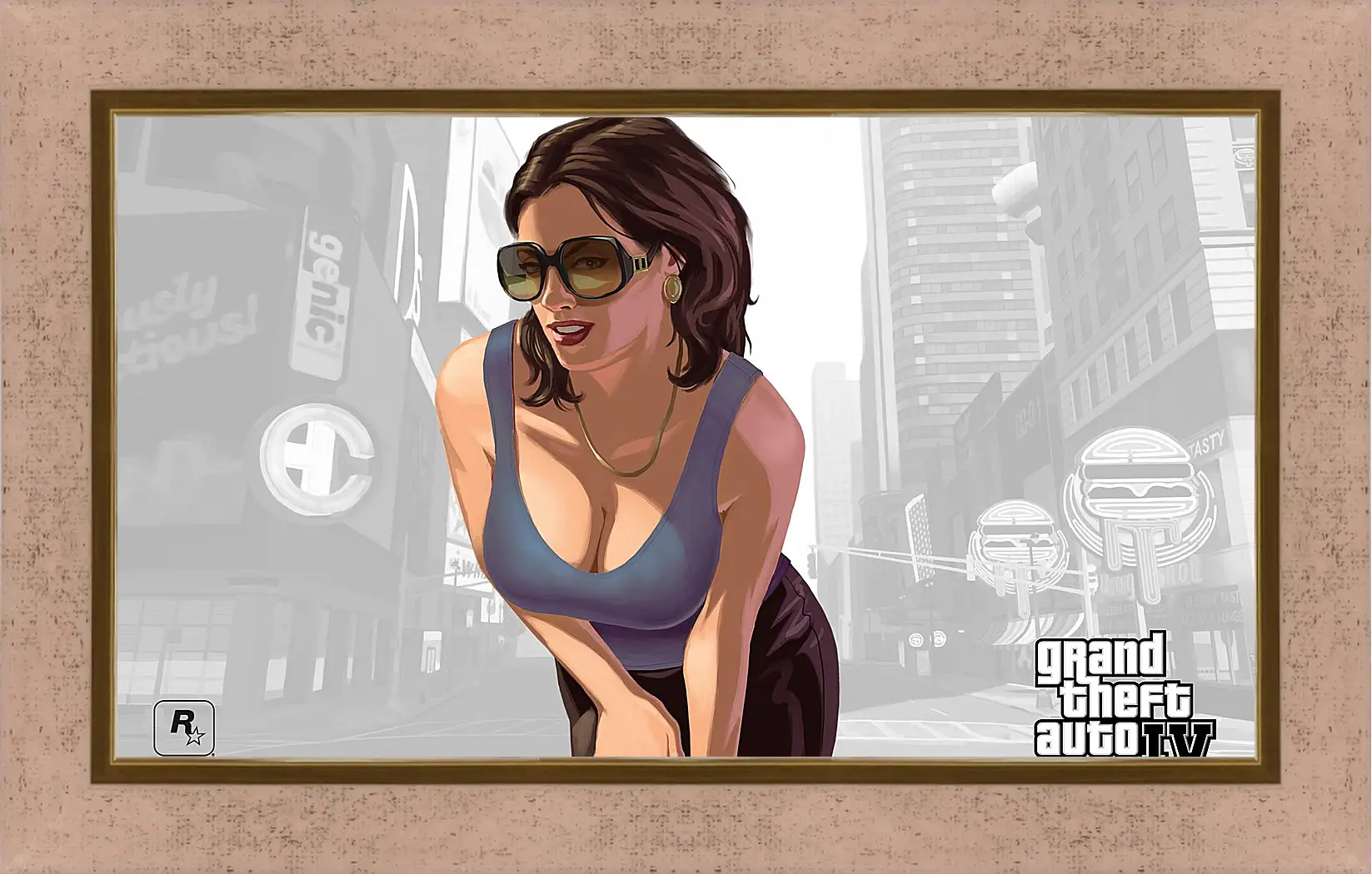 Картина в раме - girl, gta 4, sunglasses
