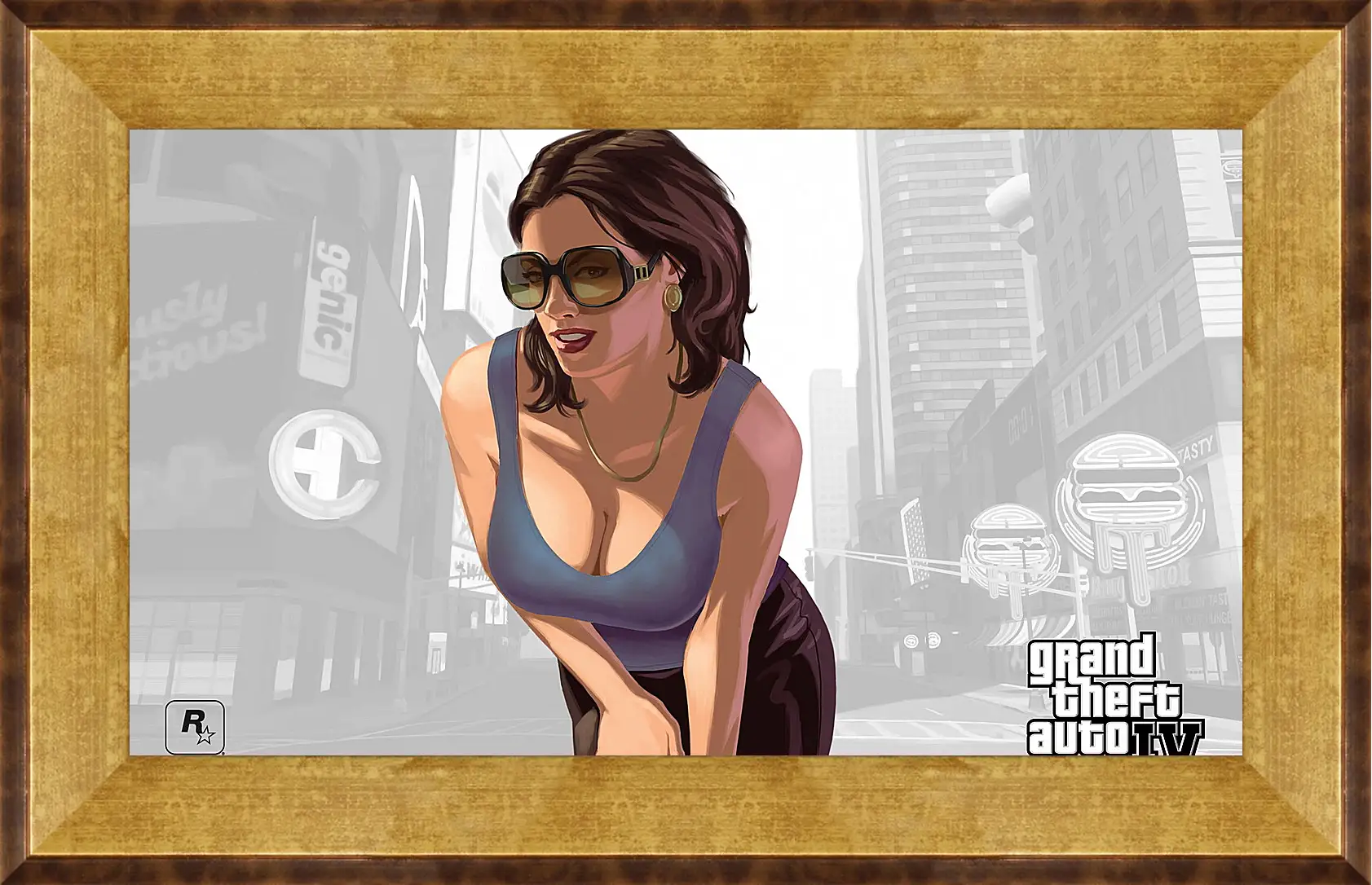 Картина в раме - girl, gta 4, sunglasses
