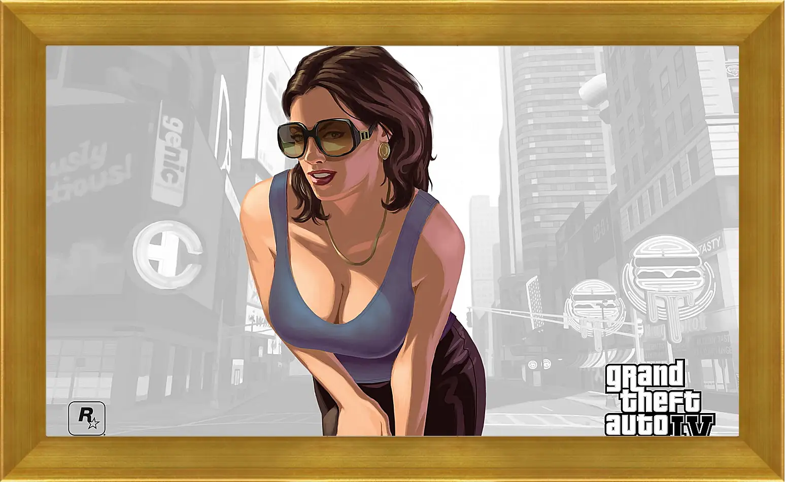 Картина в раме - girl, gta 4, sunglasses
