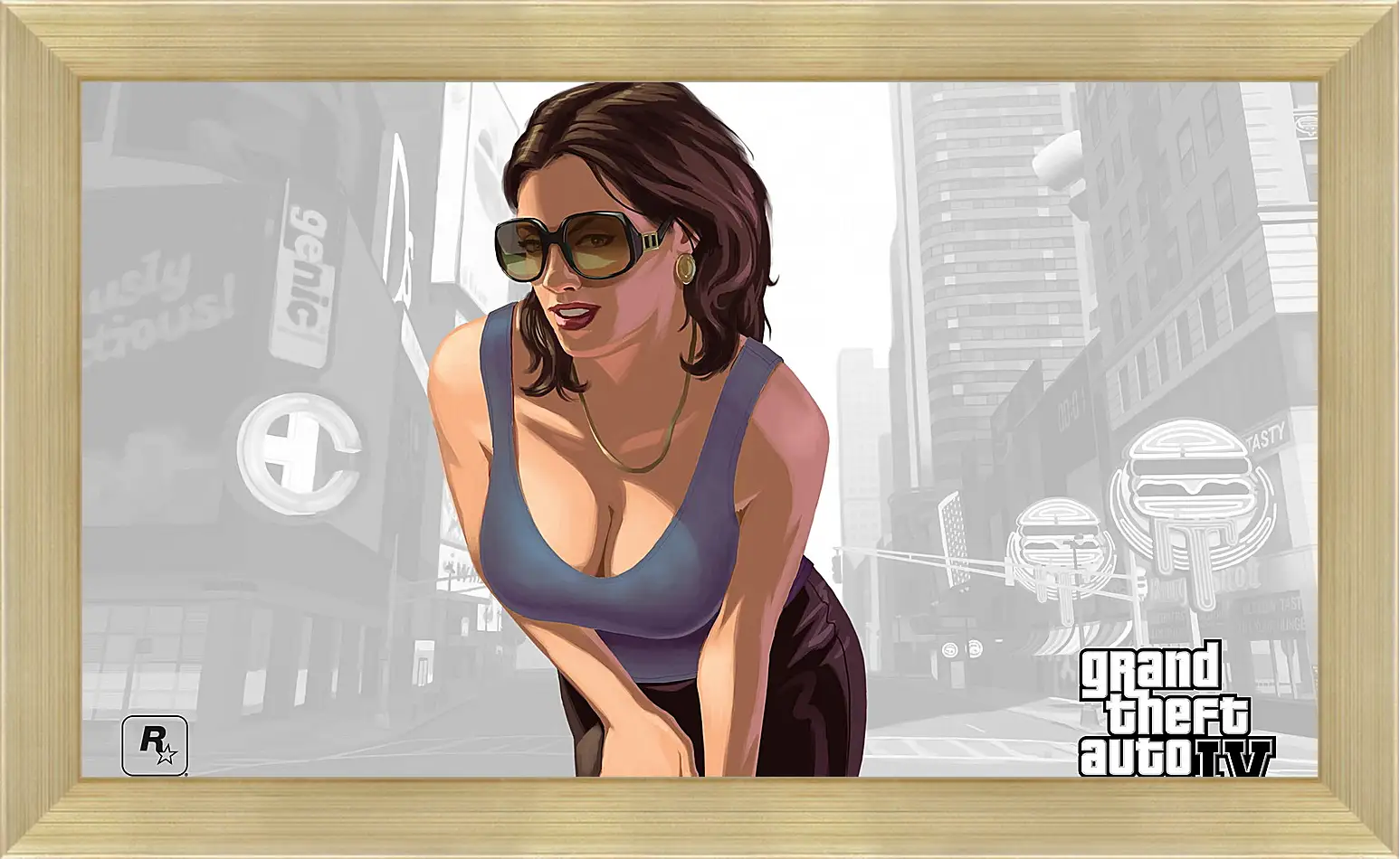 Картина в раме - girl, gta 4, sunglasses
