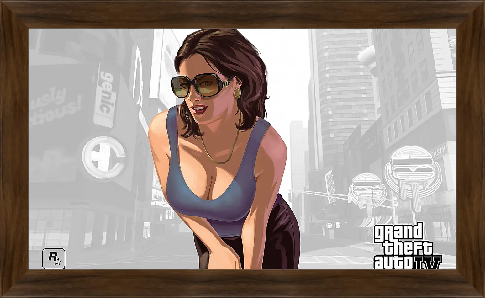 Картина в раме - girl, gta 4, sunglasses
