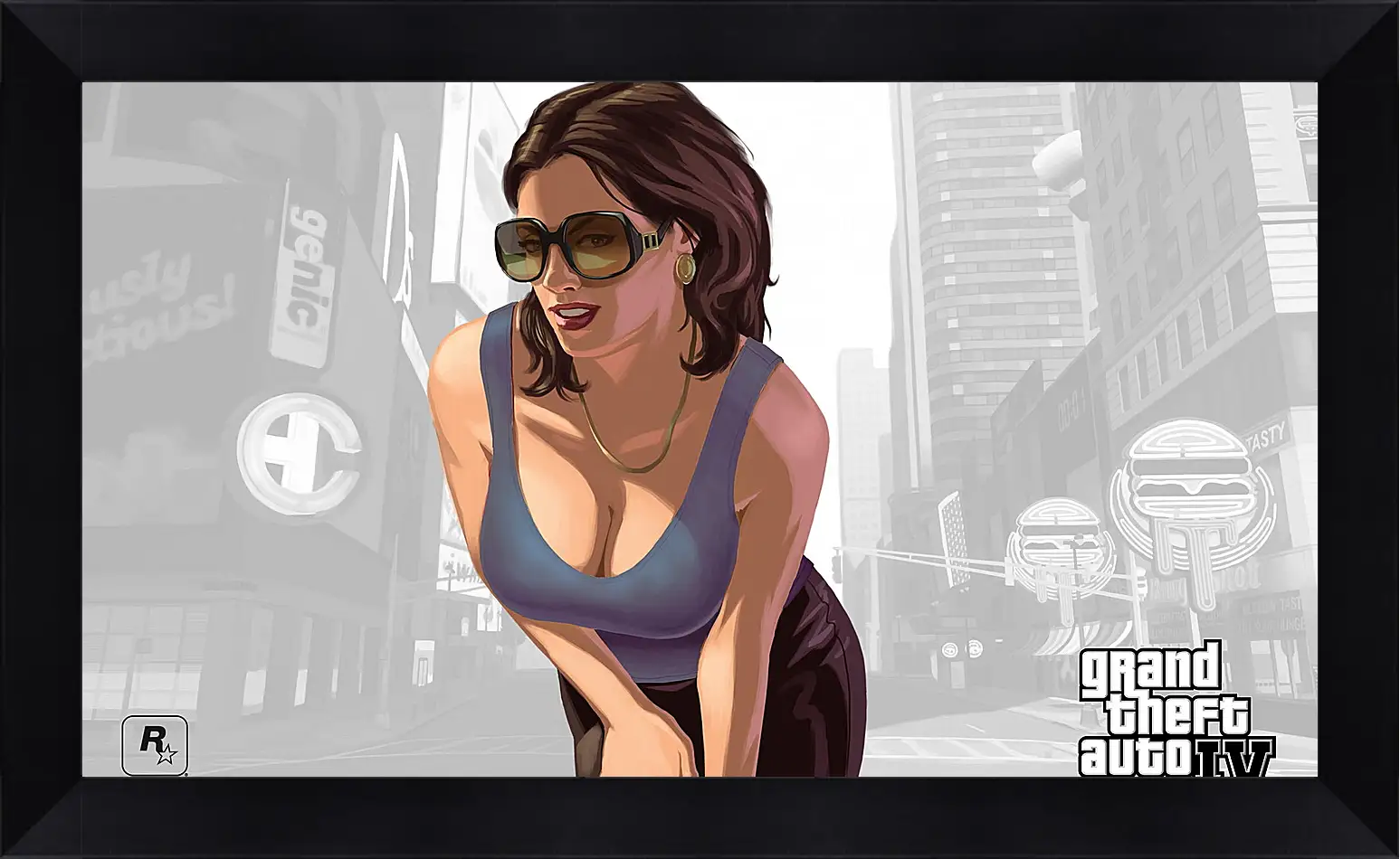 Картина в раме - girl, gta 4, sunglasses
