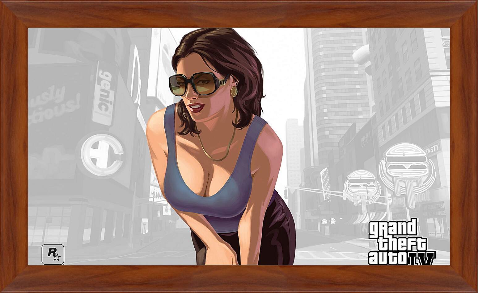 Картина в раме - girl, gta 4, sunglasses
