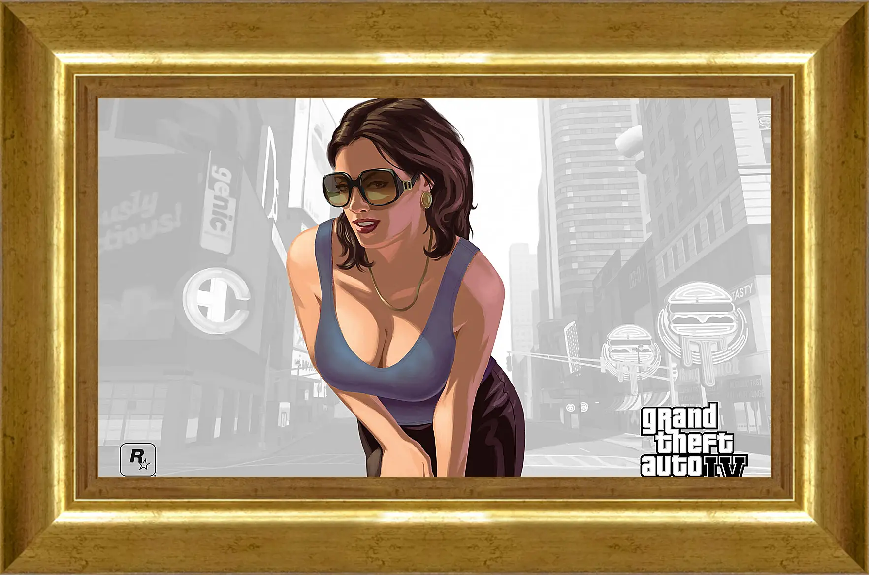 Картина в раме - girl, gta 4, sunglasses
