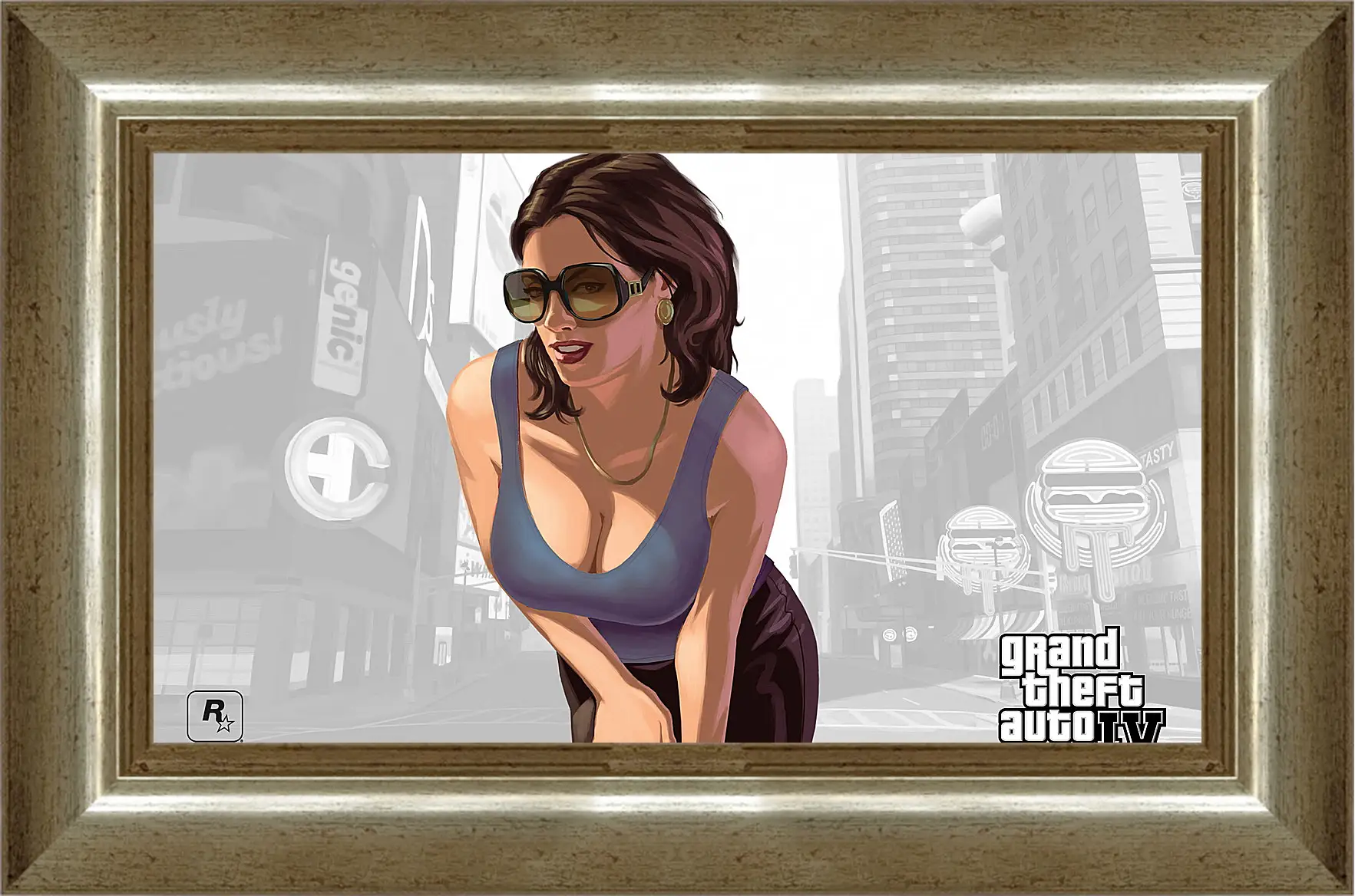 Картина в раме - girl, gta 4, sunglasses
