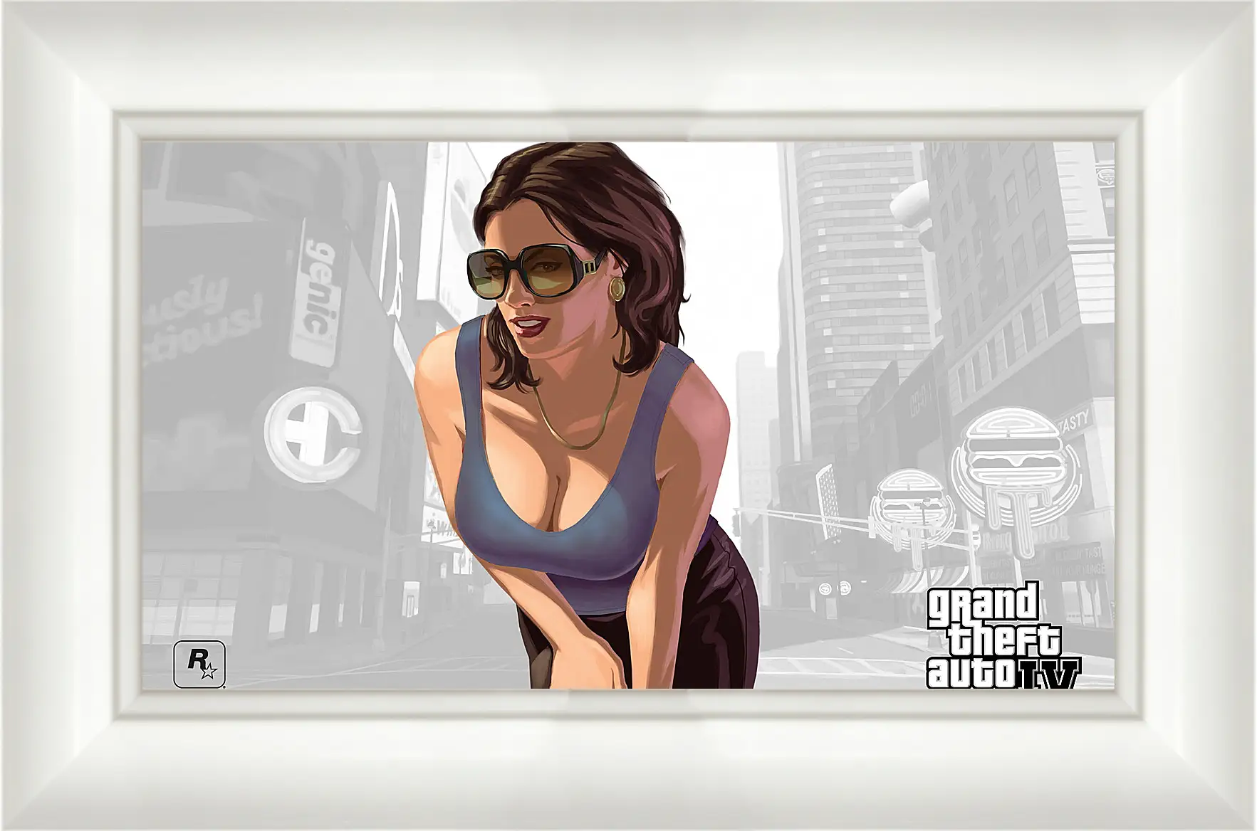 Картина в раме - girl, gta 4, sunglasses
