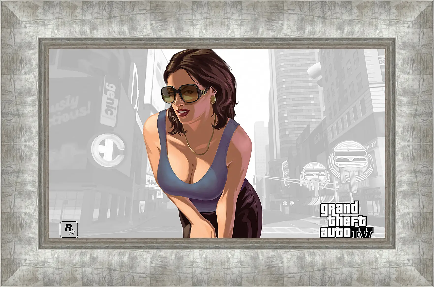 Картина в раме - girl, gta 4, sunglasses
