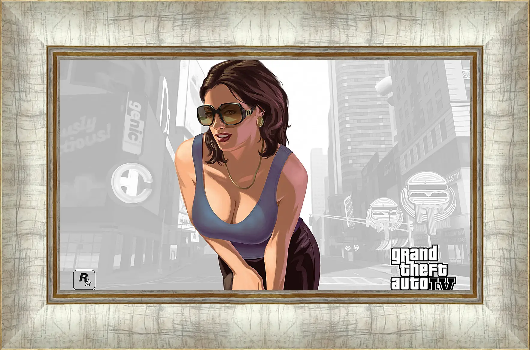 Картина в раме - girl, gta 4, sunglasses
