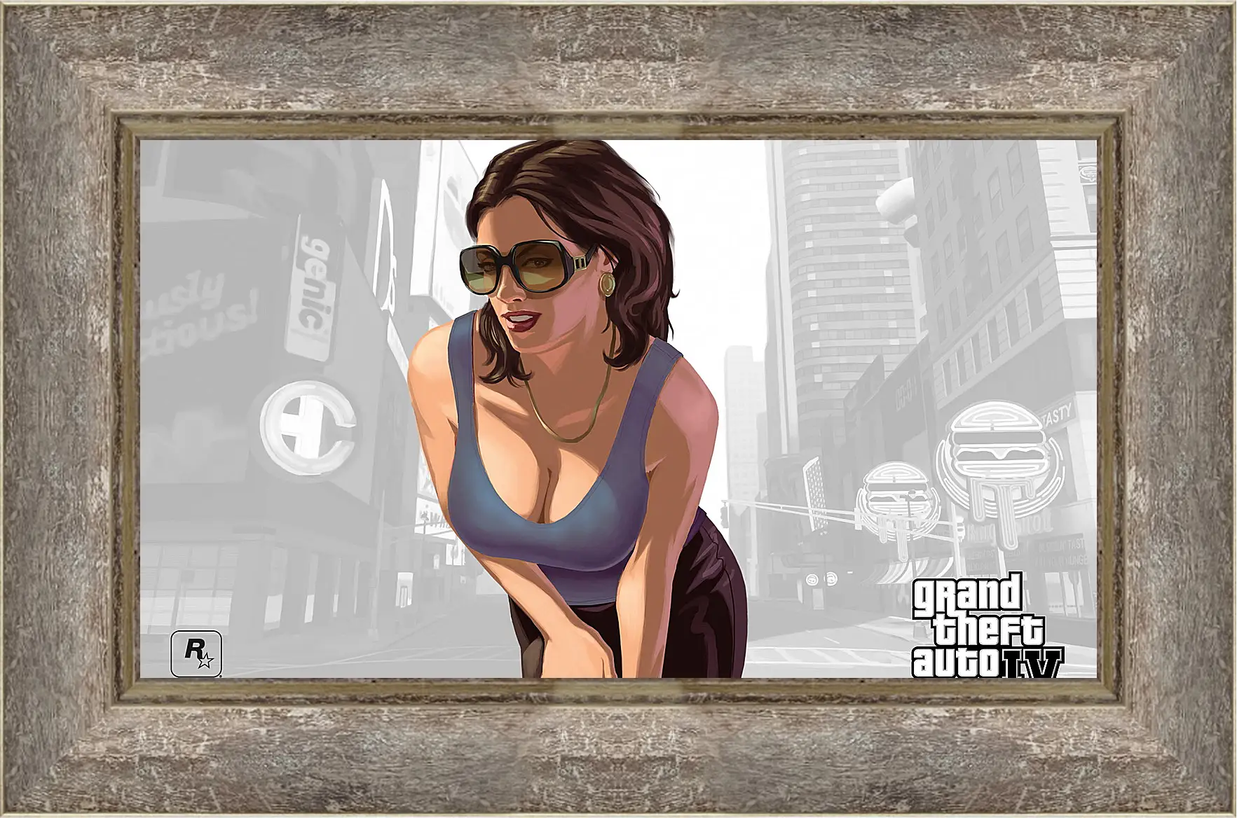 Картина в раме - girl, gta 4, sunglasses
