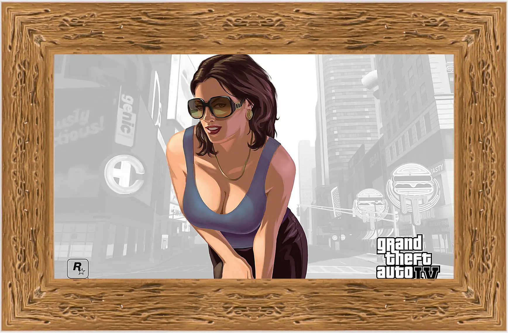 Картина в раме - girl, gta 4, sunglasses
