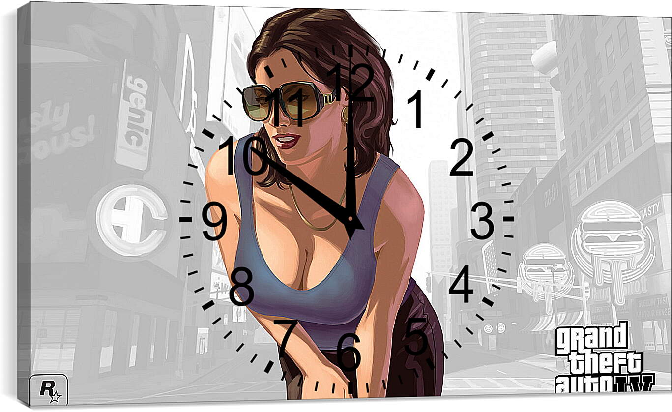 Часы картина - girl, gta 4, sunglasses
