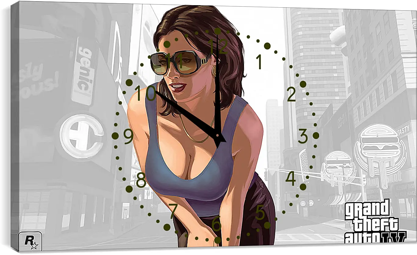 Часы картина - girl, gta 4, sunglasses
