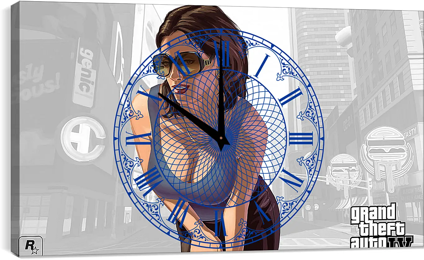 Часы картина - girl, gta 4, sunglasses
