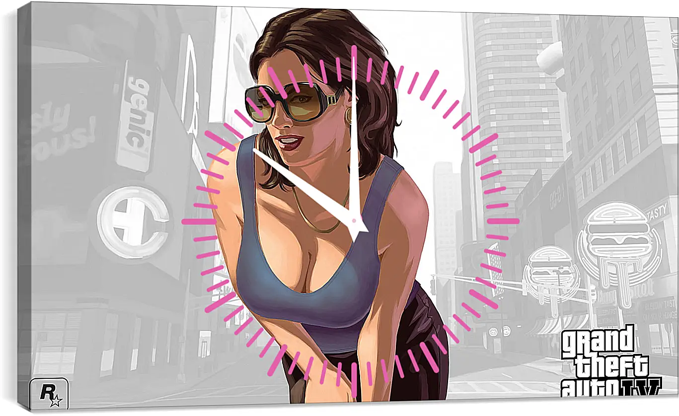 Часы картина - girl, gta 4, sunglasses
