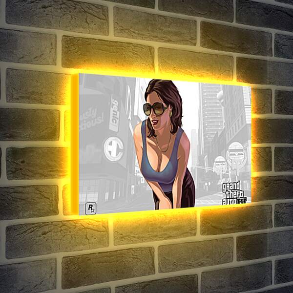 Лайтбокс световая панель - girl, gta 4, sunglasses
