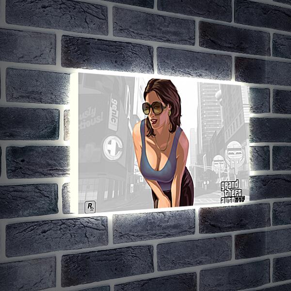 Лайтбокс световая панель - girl, gta 4, sunglasses
