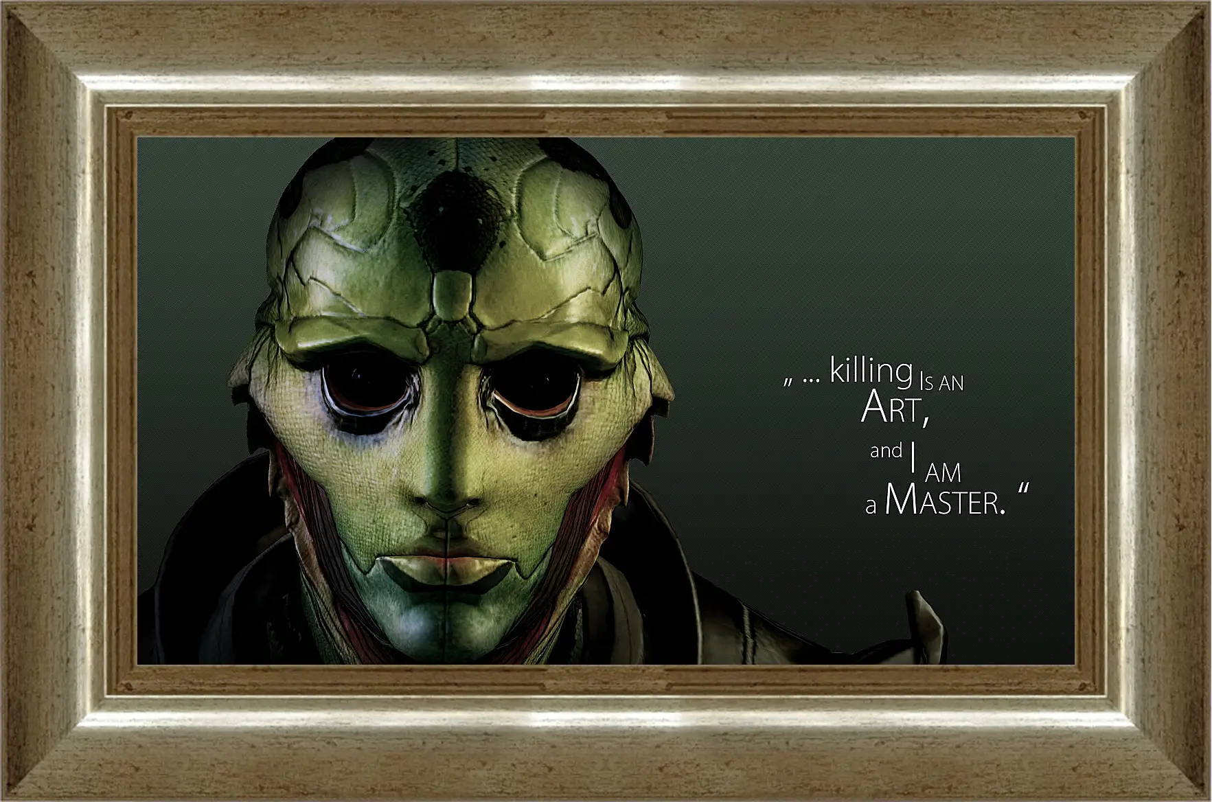 Картина в раме - mass effect 3, thane krios, quote
