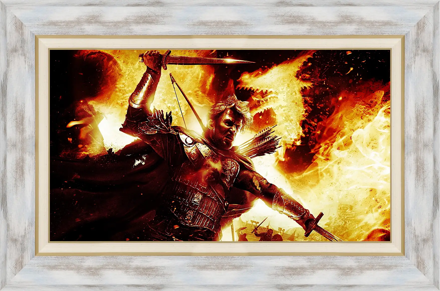 Картина в раме - dragons dogma, sword, fire
