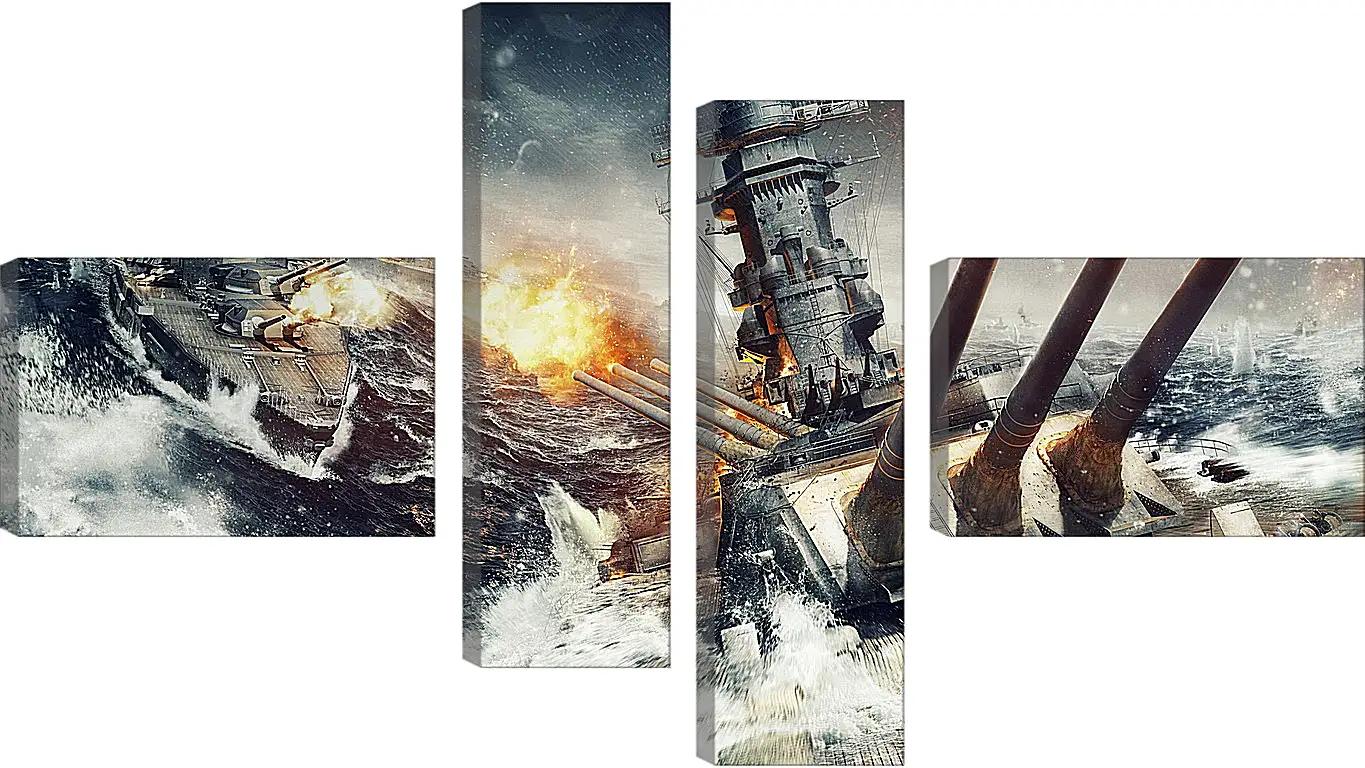 Модульная картина - world of warships, wargaming net, explosion
