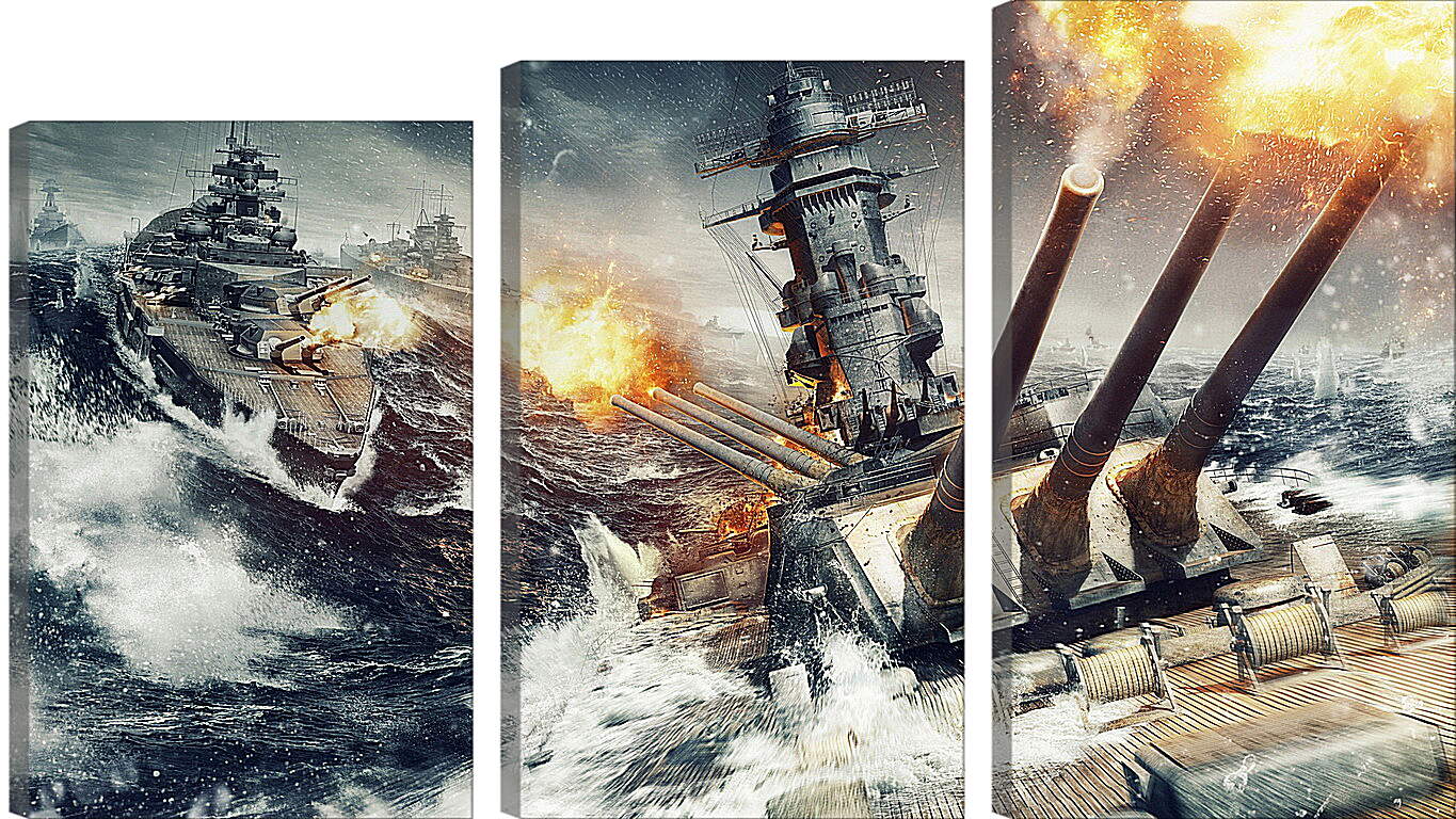 Модульная картина - world of warships, wargaming net, explosion
