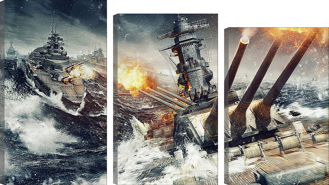 Модульная картина - world of warships, wargaming net, explosion
