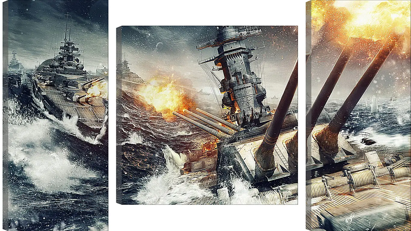 Модульная картина - world of warships, wargaming net, explosion
